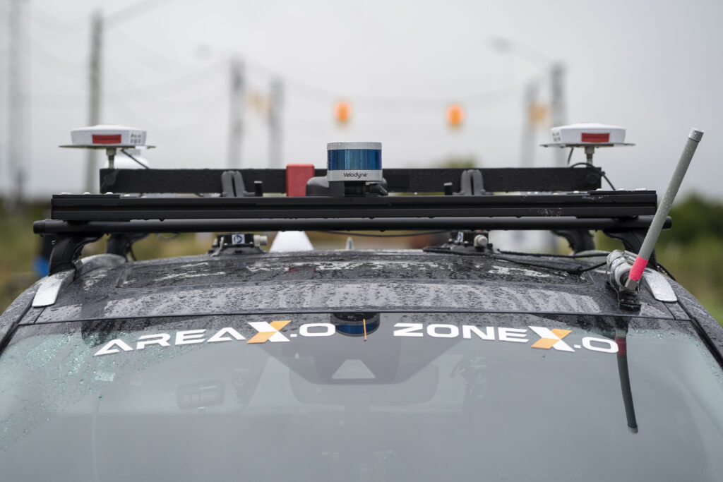 Sensors placed on top fp the autonomous Lexus at Area X.O