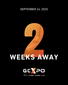 A design element showing that the GCXpo 2025 event is less than 2 weeks away. 